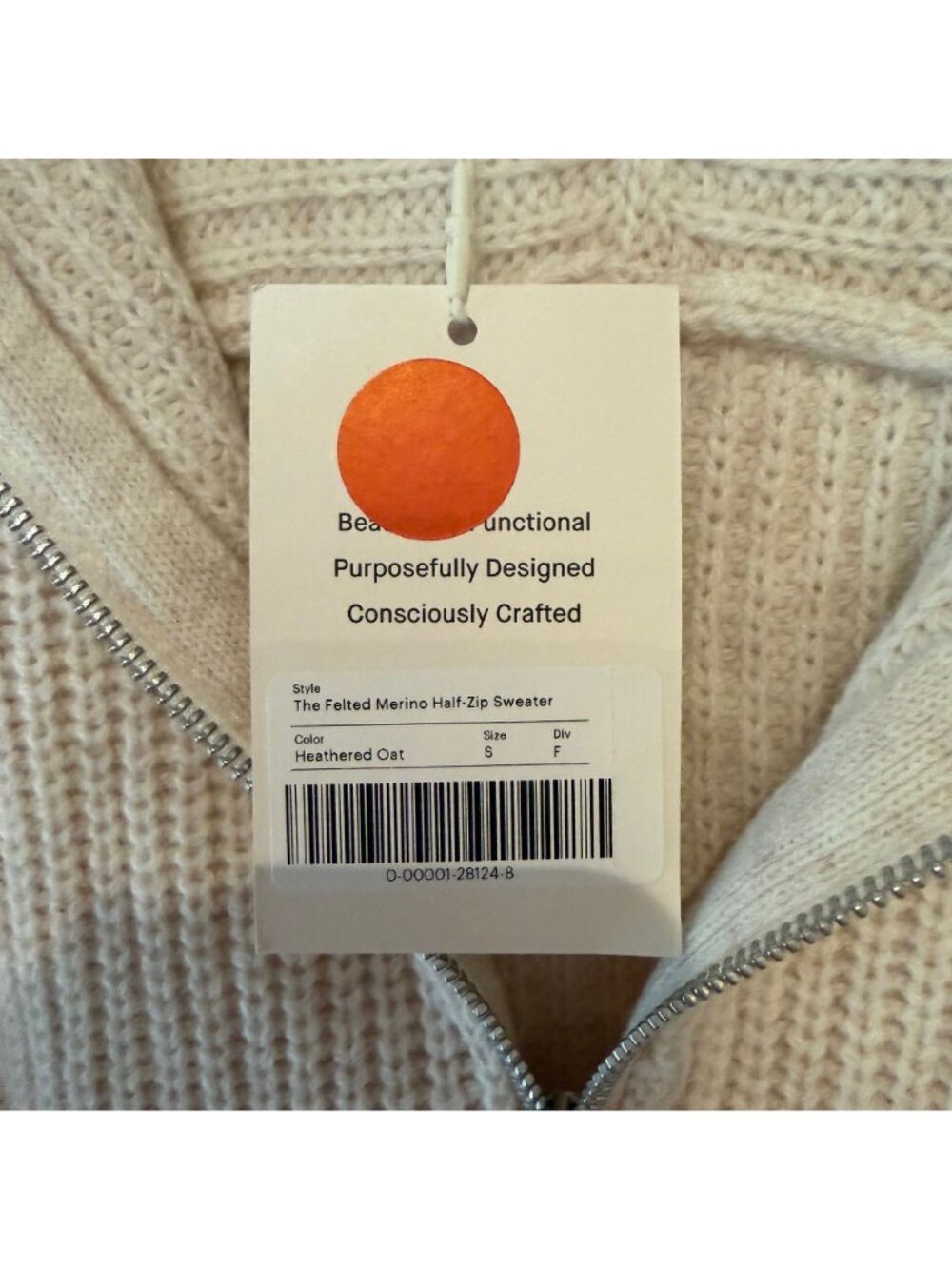 The Half-Zip Sweater in Luxe Merino Heathered Oat Women's Size Small New W Tags! - Picture 4 of 6